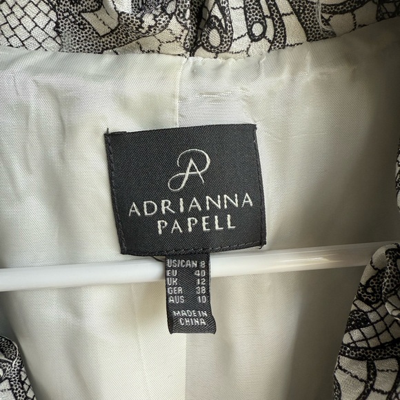 Adrianna Papell Patterned Floral Blazer Black and White Size 8 - Picture 2 of 10